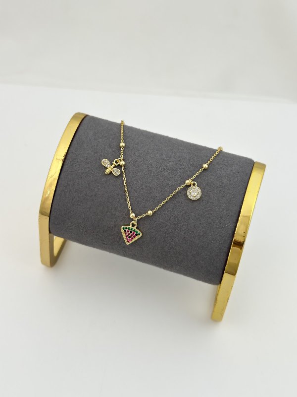 Özel Seri Karpuz Arı Detay Çoklu Charm Sallantılı Halhal (27cm)