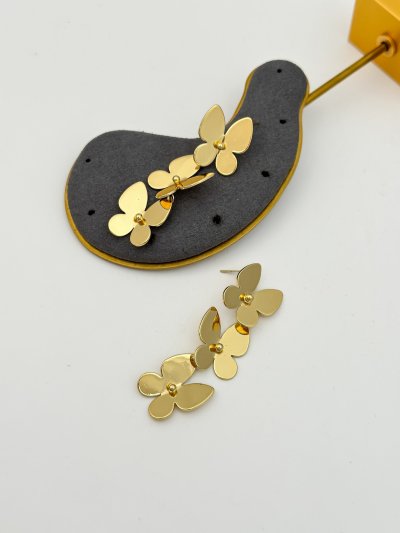 Özel Seri Gold Plaka Kelebek Model Küpe