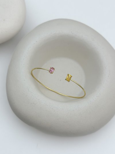 Özel Seri Sarı Baget Oval Renkli Taşlı K