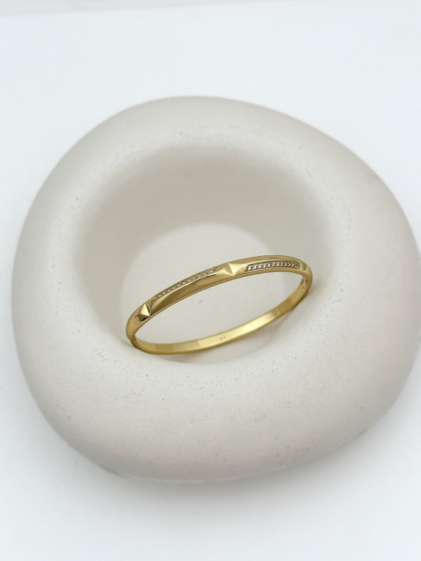 Özel Seri Asimetrik Sıra Zirkon Taşlı Kelepçe Bileklik (İç Çap : 5.8 Cm )