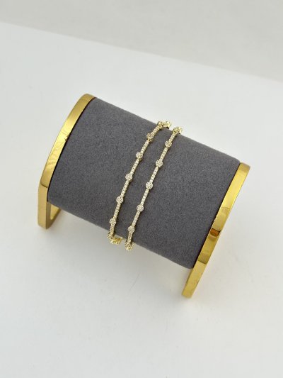 Özel Seri Zirkon Taşlı İkili Görünüm Tasarım Bileklik ( 20 Cm )