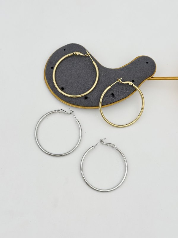 Özel Seri İnce Boru Plaka Halka Küpe ( İç Çap: 3.5 Cm )