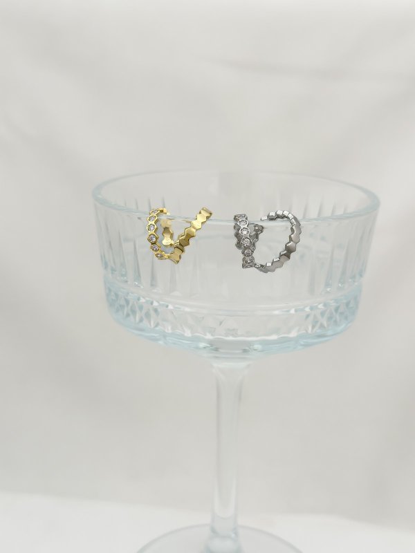 Özel Seri Zirkon Taş Ve Plaka İkili Görünüm Kıkırdak Küpe