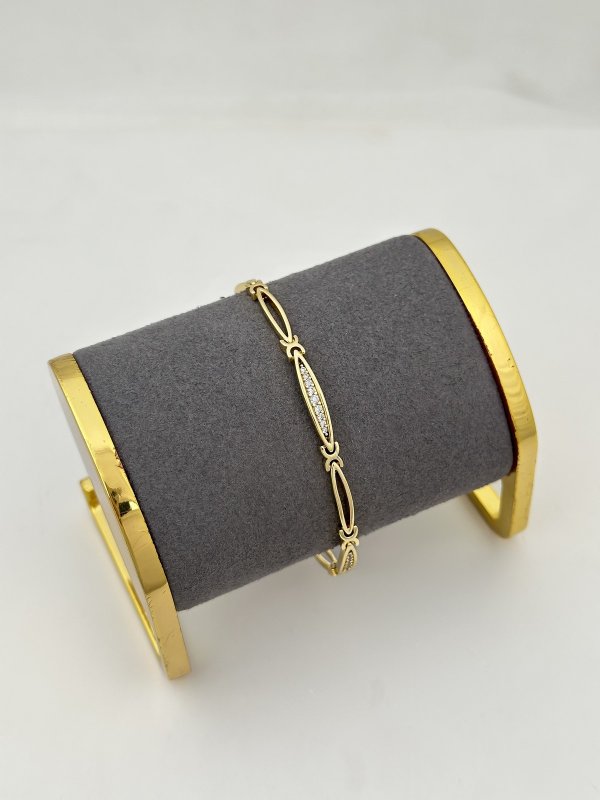 Özel Seri Zirkon Taşlı Uzun Oval Tasarım Bileklik ( 19 Cm )