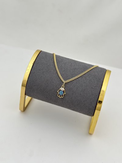 Özel Seri Renkli Zirkon Taşlı Fatma Ana Eli Figür Sallantılı Halhal ( 28 Cm )
