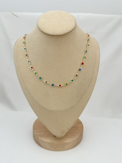 Özel Seri Renkli Daire Zirkon Taşlı Kolye ( 64 Cm )