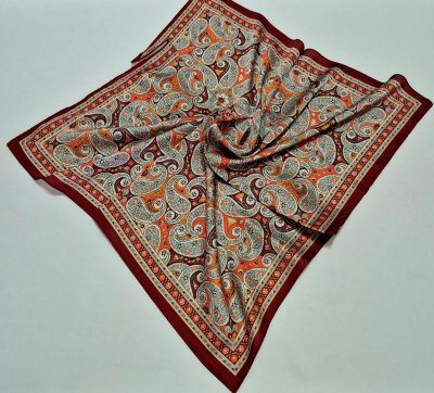 Etnik Desen Bordo Kenar Fular ( 60 * 60 )