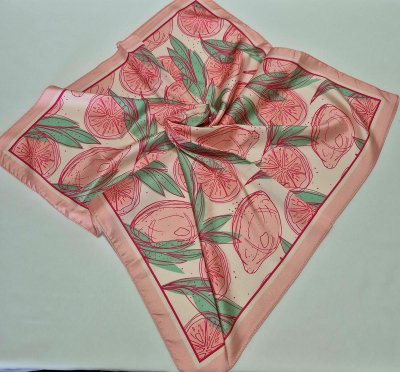 Limon Desen Pembe Fular ( 60 * 60 )