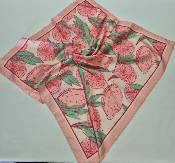 Limon Desen Pembe Fular ( 60 * 60 )