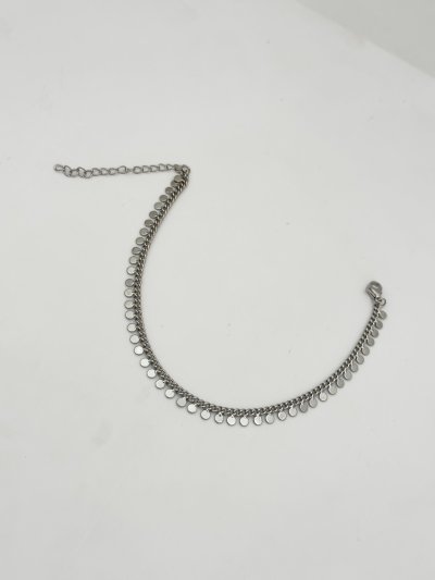 Özel Seri Gümüş Renk Pul Plaka Sıralı Halhal ( 26 Cm )