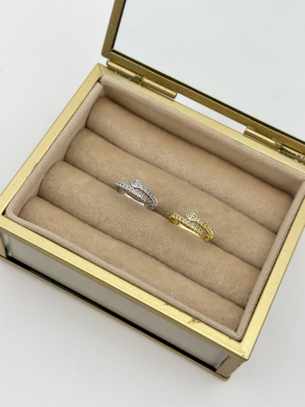 Özel Seri Zirkon Taşlı Minimal Yılan Model Ayarlanabilir Serçe Parmak Yüzük