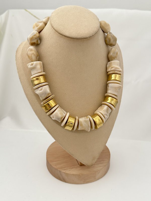 Gold Detay Kemik Model Kolye (49 Cm)