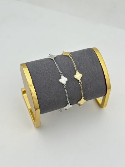 Lazer Kesim Yonca Figür Sıralı Bileklik (22 Cm)