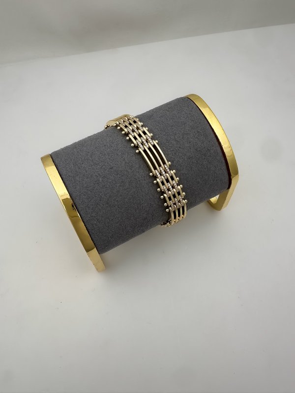 Özel Seri Zirkon Taşlı Çubuk Plaka Geçmeli Bileklik ( 19 Cm )