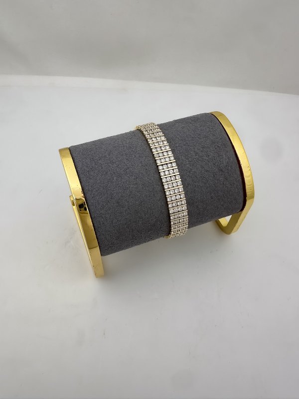 Özel Seri Çubuk Plaka Detay Zirkon Taş Sıralı Tasarım Bileklik ( 19 Cm )