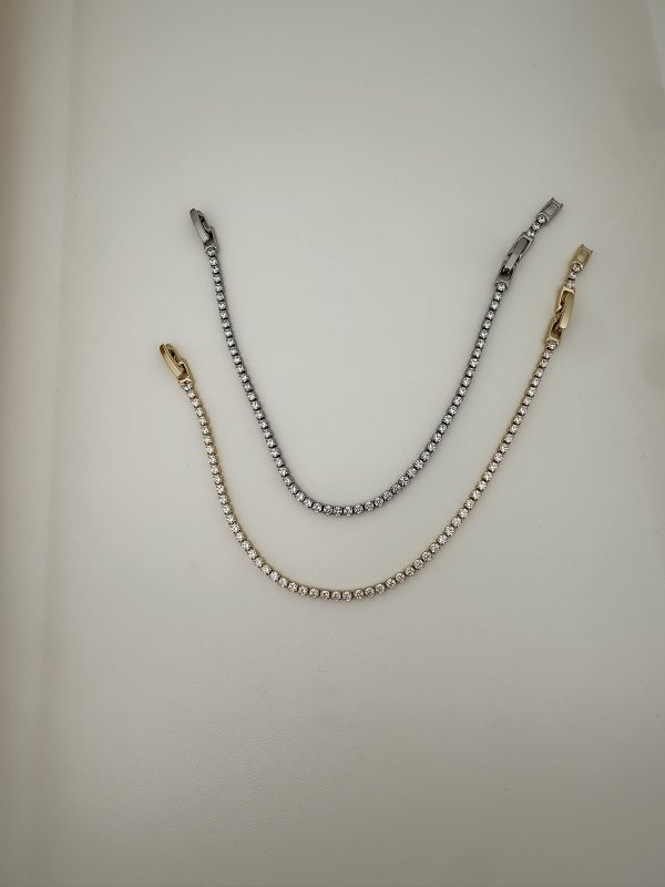 Özel Seri Zirkon Taşlı Su Yolu 2 mm Bileklik ( 19 Cm )
