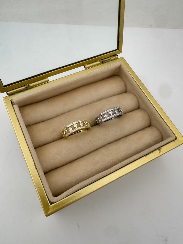 Özel Seri Nokta Taş Sıralı Ayarlanabilir Yüzük