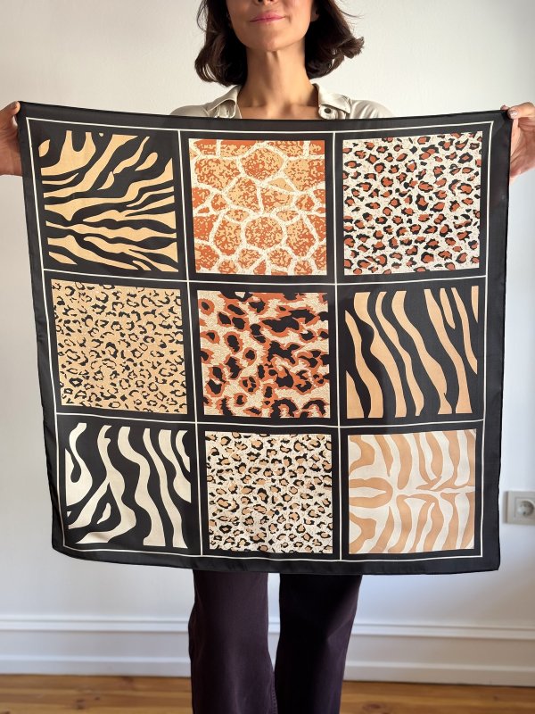 Kare Leopar Ve Zebra Desen Fular ( 70 * 70 )