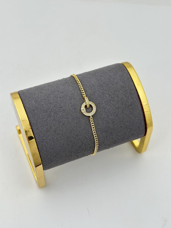 Özel Seri Daire Zirkon Taşlı Klasik Zincir Bileklik (21 Cm)