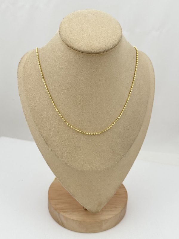 Özel Seri Gold Plaka Topçuk Biye Detay Zincir Kolye (97 Cm)