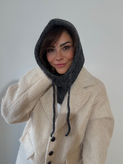 Antrasit Renk Yumuşak Dokulu Kırçıllı Balaclava
