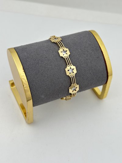 Özel Seri Zirkon Taşlı Yıldız Plaka Sıralı Bileklik ( 20 Cm )