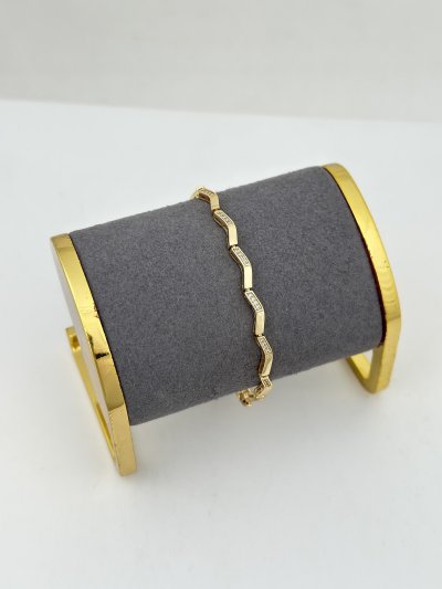 Özel Seri Zirkon Taşlı Asimetrik Plaka Sıralı Bileklik ( 19 Cm )