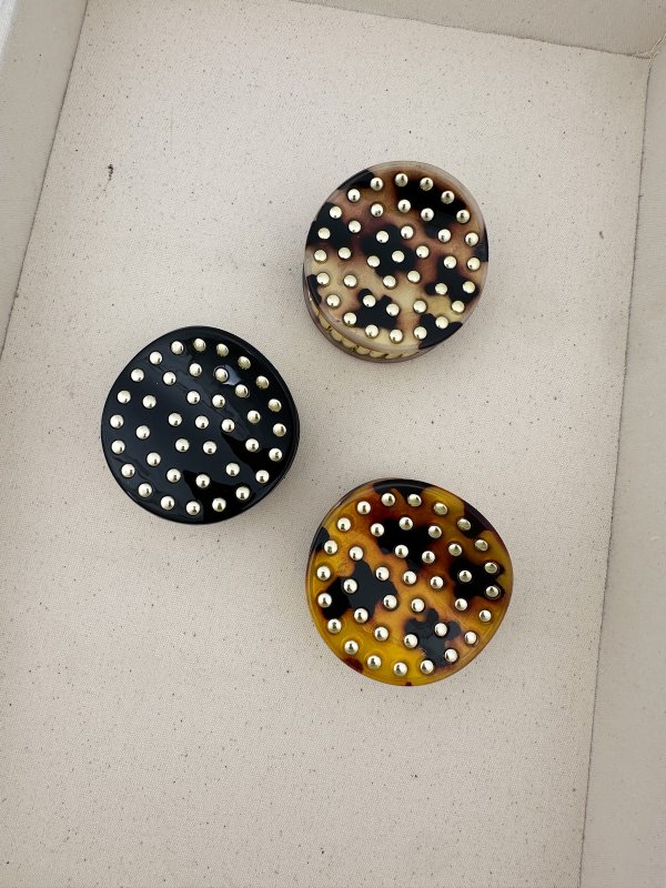 Gold Nokta Detay Leopar Desen Daire Figür Mandal Toka