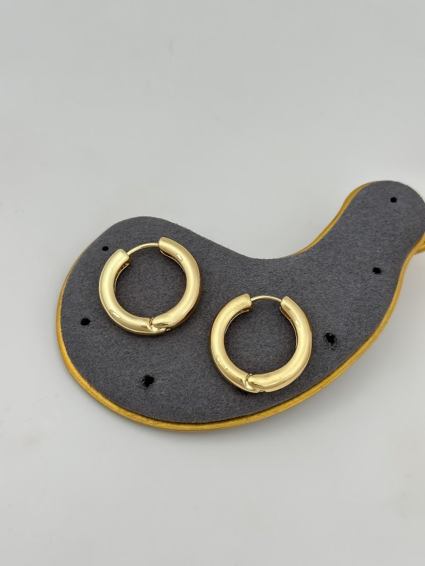 Gold Boru Plaka Halka Küpe ( İç Çap : 1.7 Cm )