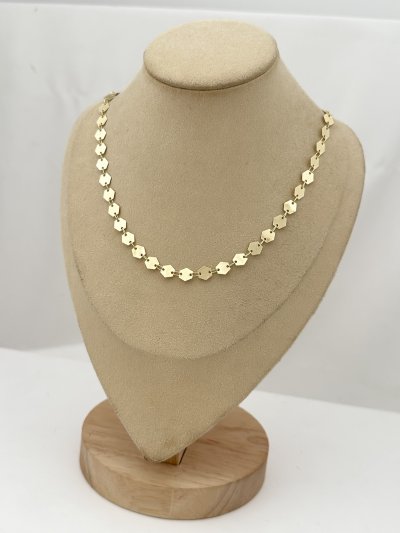 Özel Seri Altıgen Pul Plaka Sıralı Kolye (61 Cm)