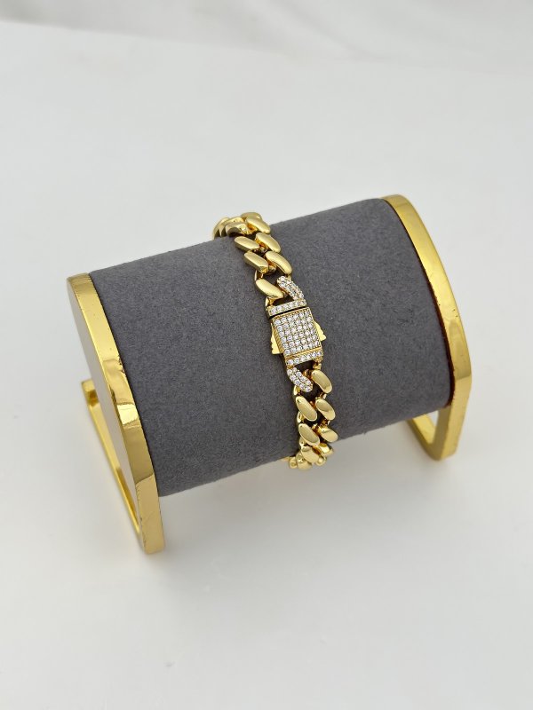 Özel Seri Zirkon Taşlı Tasarım Kapama Gurmet Bileklik (18 Cm)