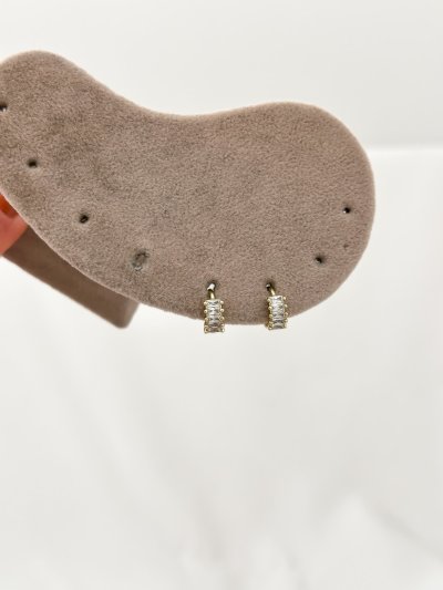 Özel Seri Mini Baget Taş Sıralı Halka Küpe. (İç Çap:8  Mm)