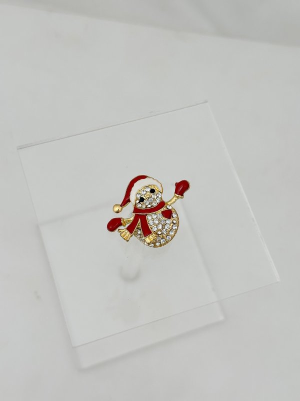 Zirkon Taşlı Kardan Adam Broş