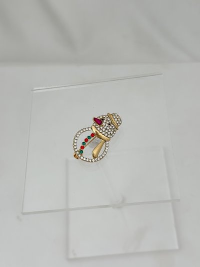 Renkli Taş Detay Zirkon Taşlı Kardan Adam Broş