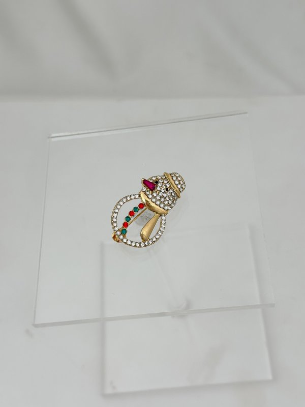 Renkli Taş Detay Zirkon Taşlı Kardan Adam Broş