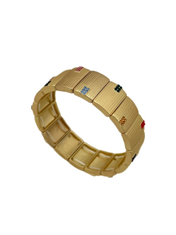 Özel Seri Zirkon Taş Detay Dikdörtgen Plaka Sıralı Lastikli Bileklik