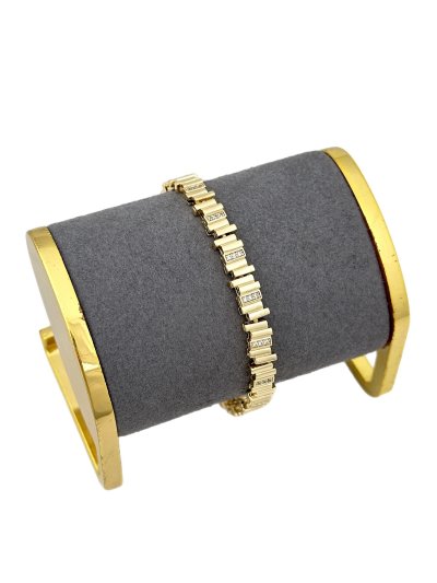 Özel Seri Zirkon Taşlı ve Asimetrik Plaka Sıralı Bileklik ( 20 Cm )