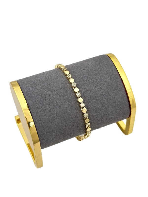 Özel Seri Zirkon Taşlı ve Daire Plaka Sıralı Bileklik ( 20 Cm )