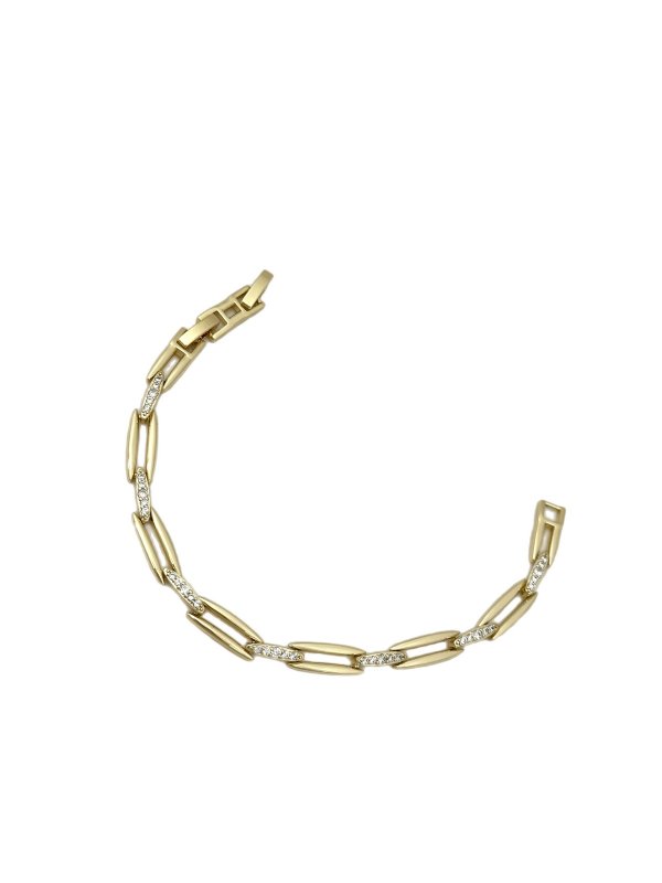 Özel Seri Zirkon Taş Detay Dikdörtgen Zincir Geçmeli Bileklik ( 19 Cm )