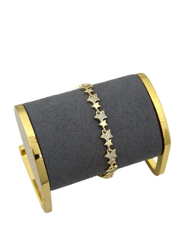 Özel Seri Zirkon Taşlı Asimetrik Yıldız Plaka Sıralı Bileklik ( 20 Cm )