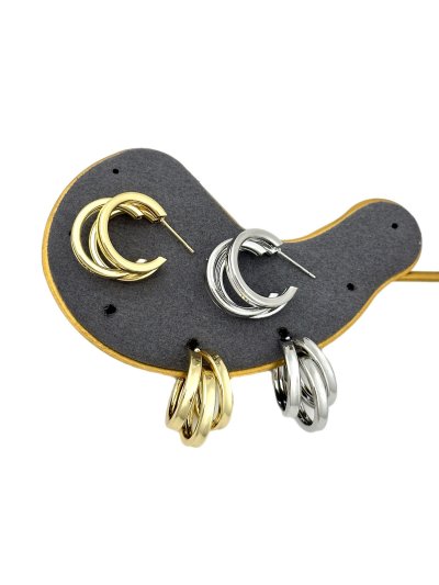 Özel Seri Plaka Üçlü Görünüm Halka Küpe