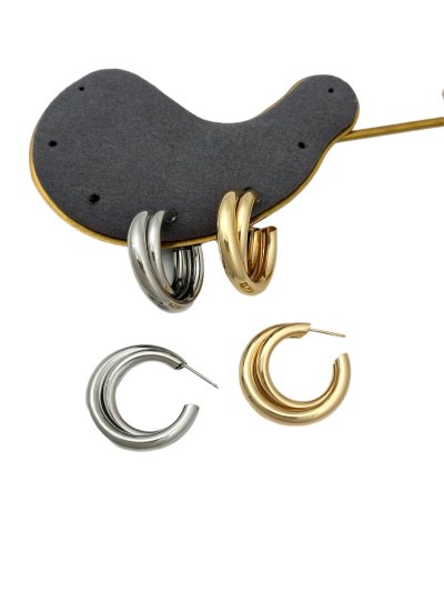 Üst Üste Çapraz Geçmeli Boru Plaka Halka Küpe