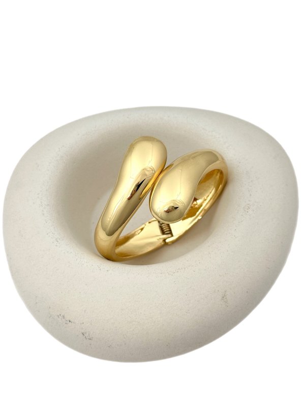 İki Ucu Bombeli Plaka Kıvrımlı Kelepçe Bileklik