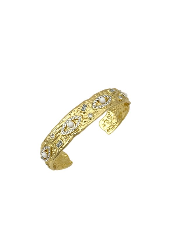 Zirkon Taşlı Göz Detay Dövme Plaka Kelepçe Bileklik