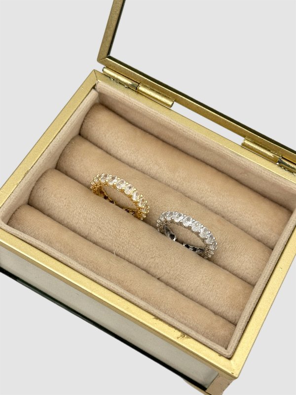 Özel Seri Oval Taş Sıralı Ayarlanabilir Yüzük