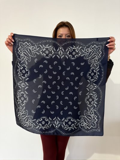 Lacivert İşleme Desen Fular (70*70)