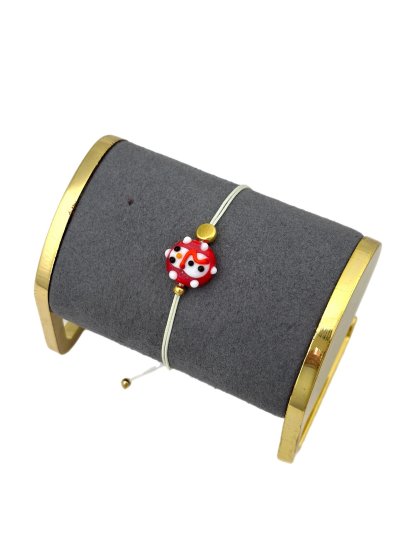 Murano Kardan Adam Figür Uç Beyaz İpte Asansörlü İp Bileklik