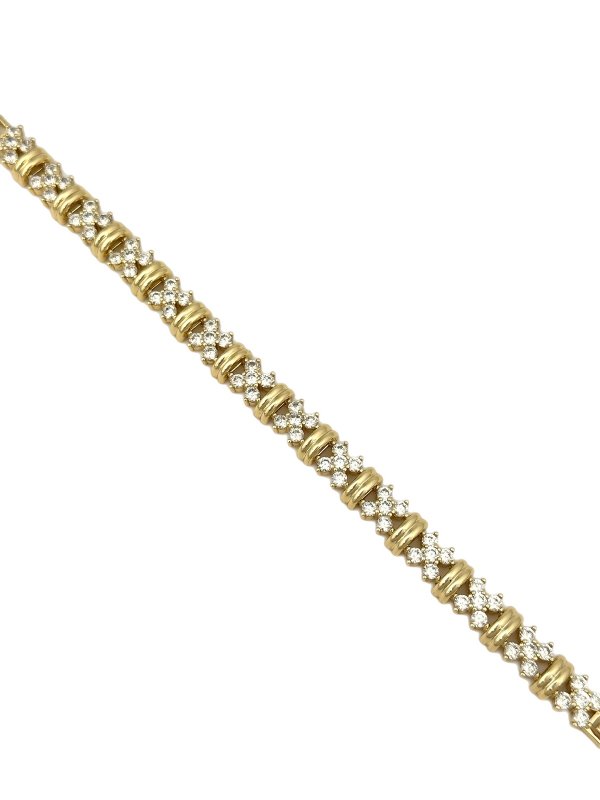 Özel Seri Nokta Zirkon Taşlı Gold Biye Detay Bileklik (19 Cm)