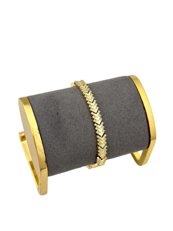 Özel Seri Nokta Taş Detay V Plaka Sıralı Bileklik(19 Cm)