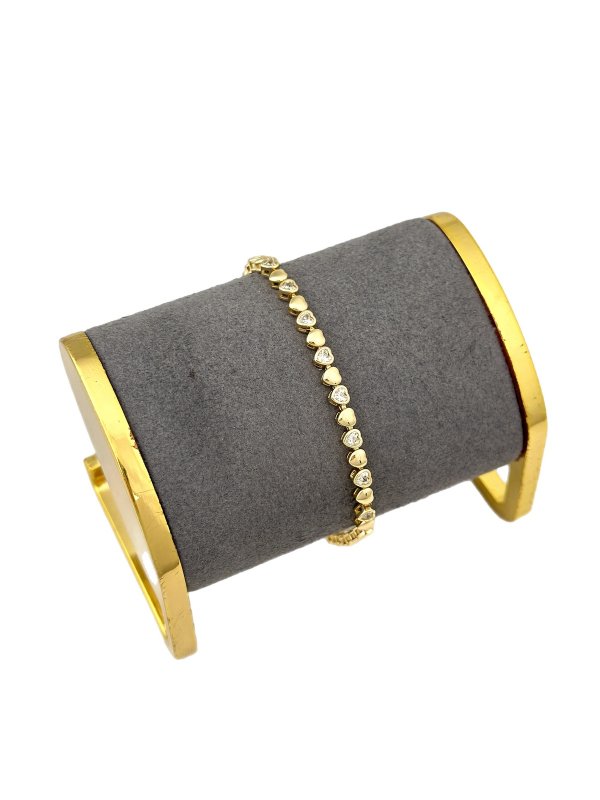 Özel Seri Plaka ve Zirkon Taşlı Kalp Sıralı Bileklik (20 Cm)